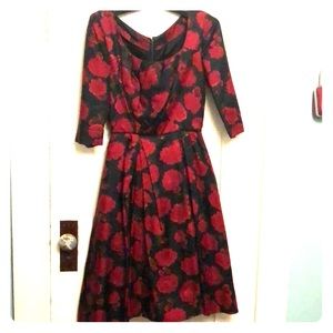 True vintage 1950’s silk red roses dress